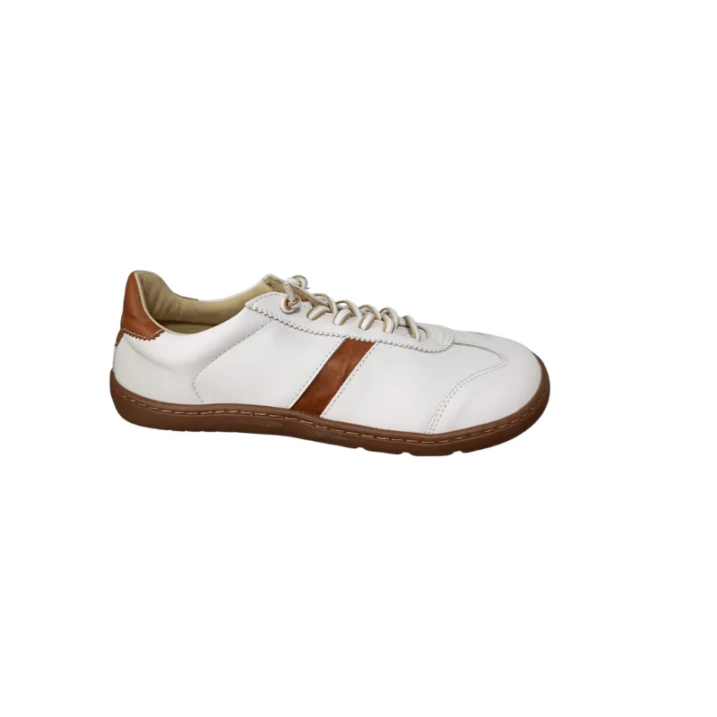 Zapatillas barefoot piel mujer Flexinens 9042-S en blanco roto y cuero