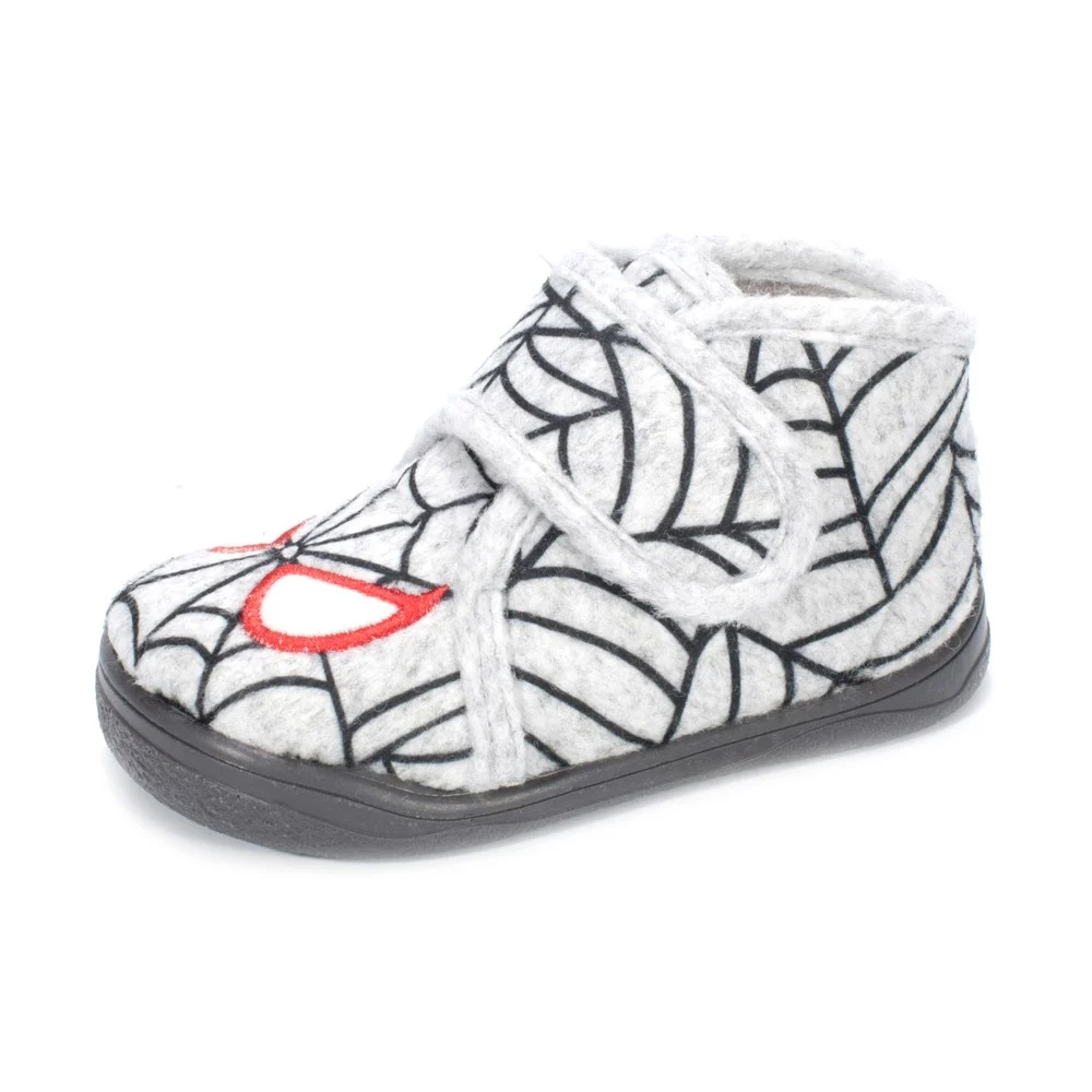 Zapatillas casa barefoot niño Zapyflex Spiderman gris
