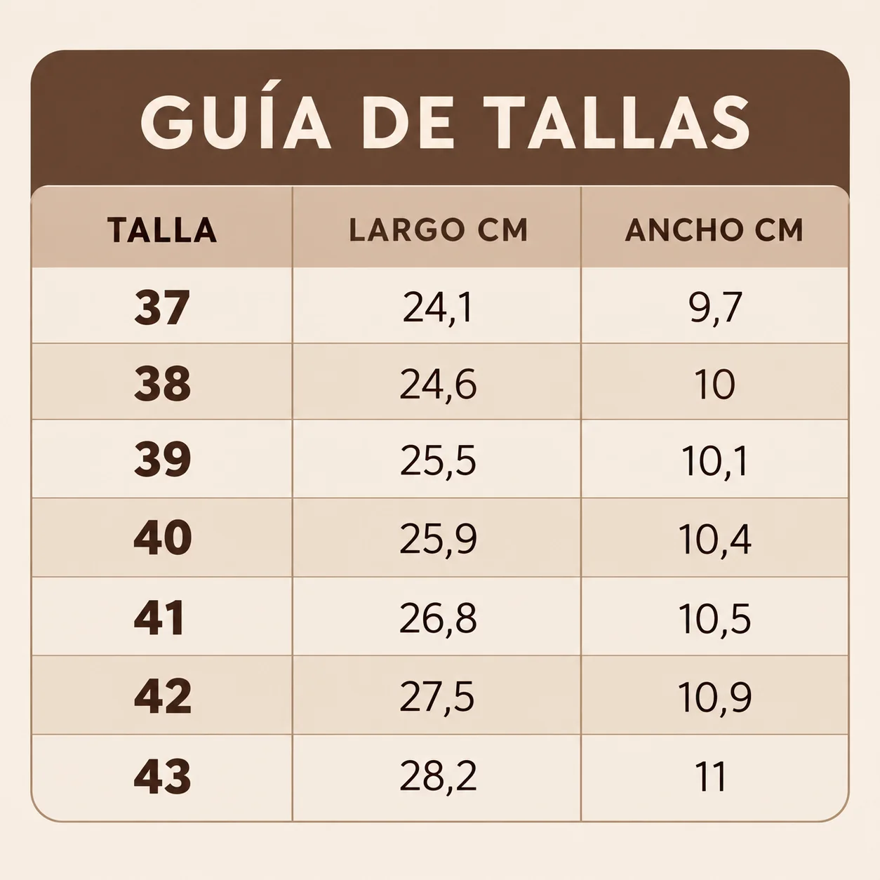 Guía de tallas para botas barefoot Flexi Nens