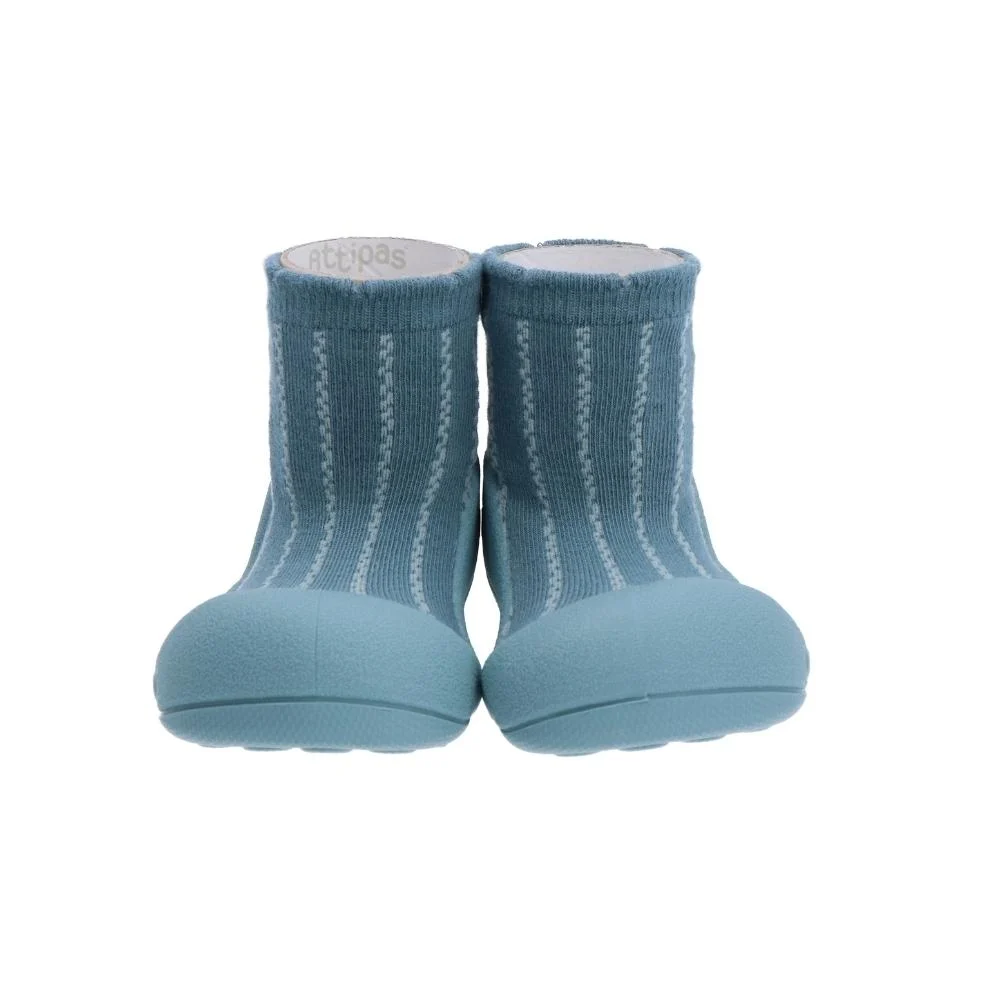Zapatillas barefoot bebé azul Attipas Piping Blue vista lateral