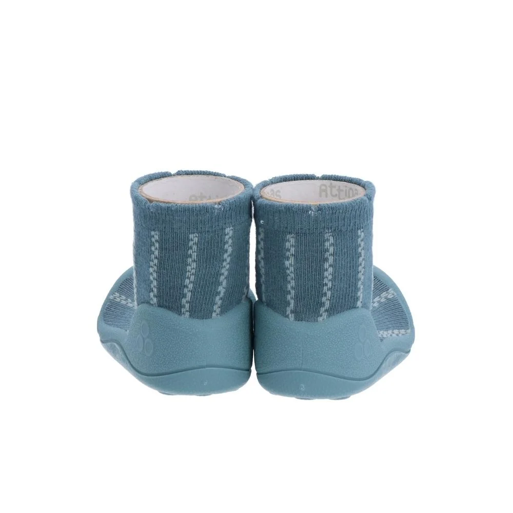 Zapatillas barefoot bebé azul Attipas Piping Blue detalle de la suela