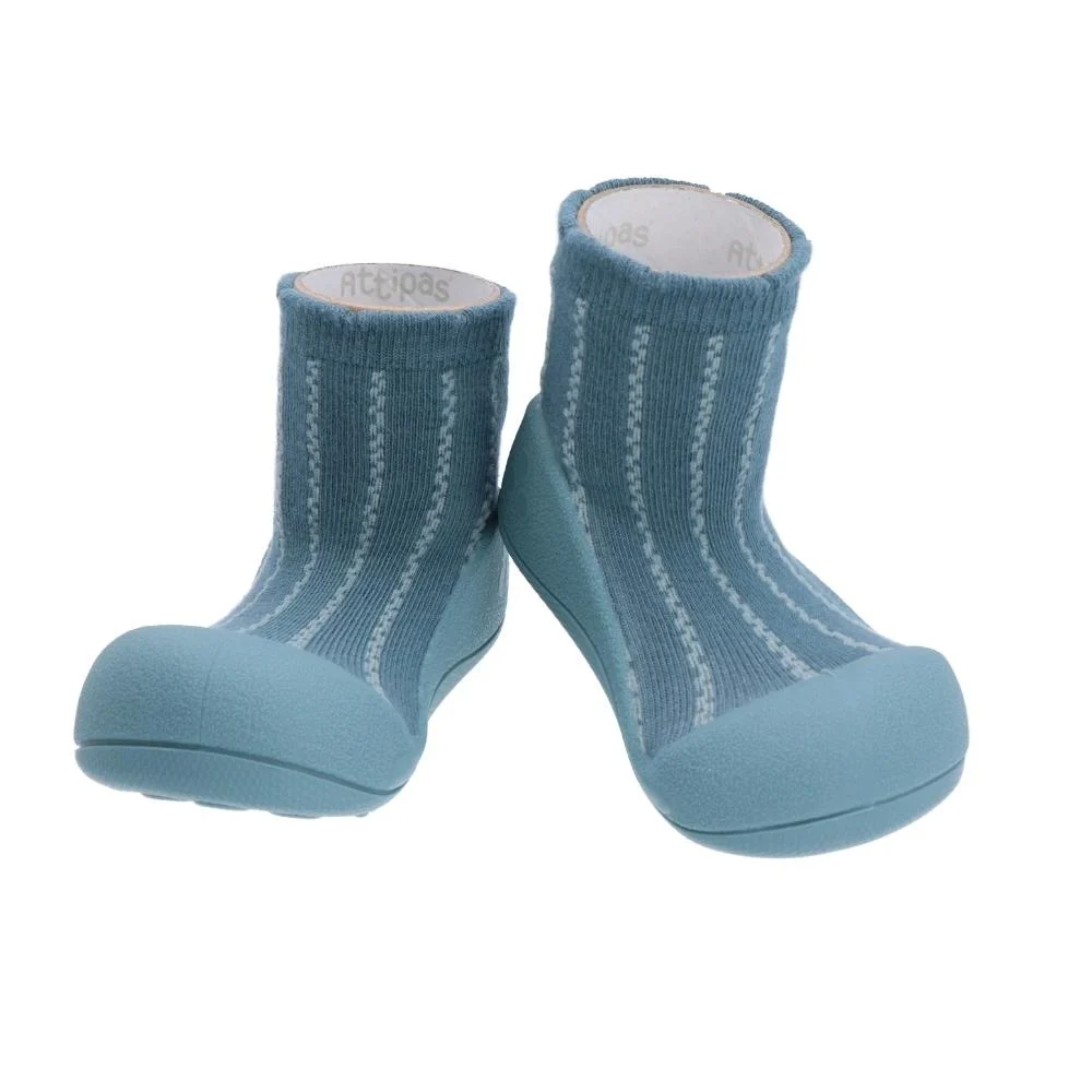 Zapatillas barefoot bebé azul Attipas Piping Blue vista trasera